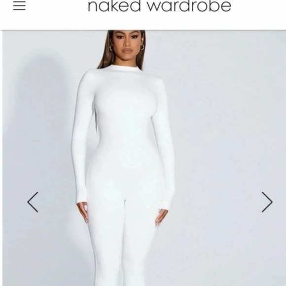 White jumpsuit,layering ,apres ski,bodycon sculpting,ribbed,mock neck,NWT”,125$ - Picture 3 of 15